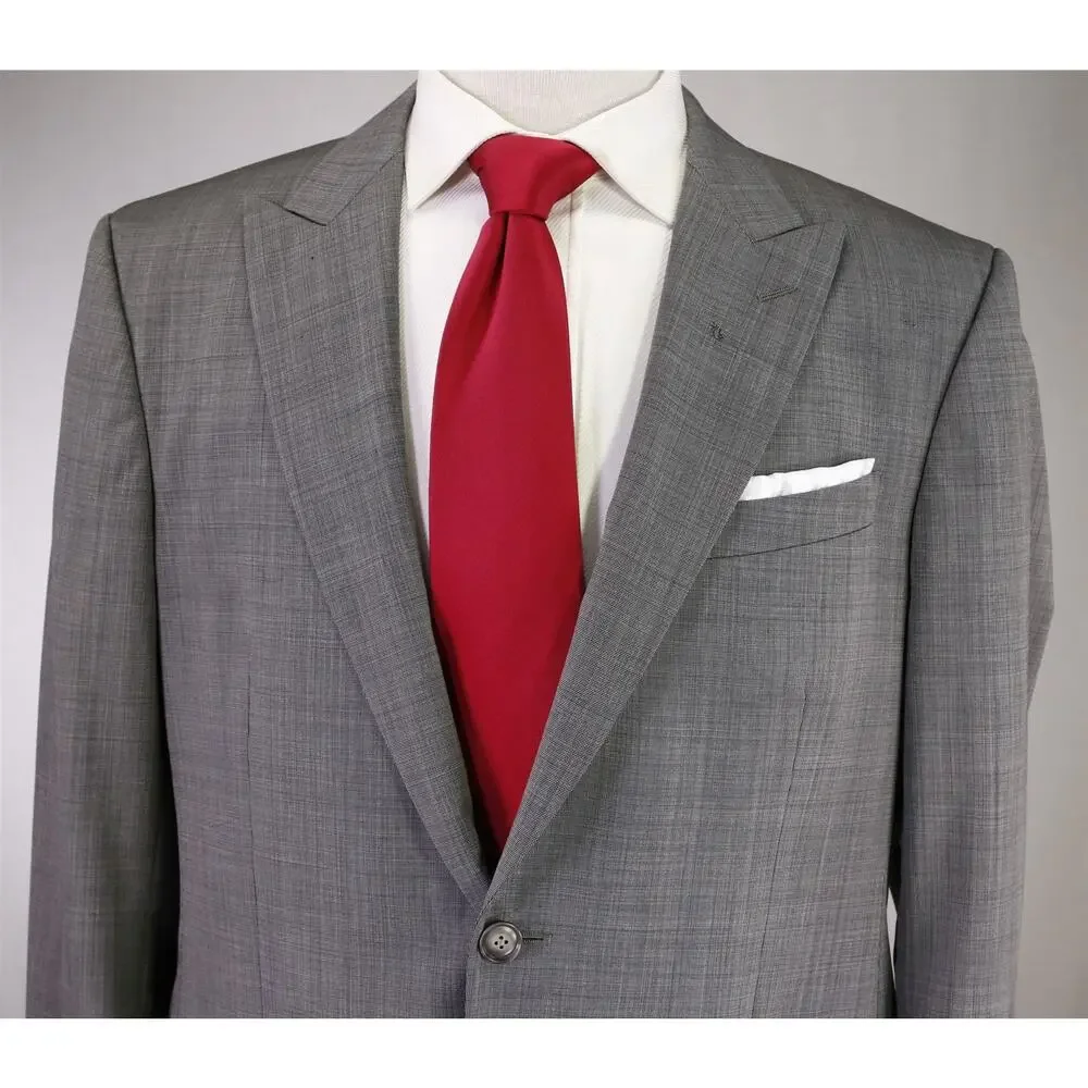 John Varvatos Gray Tic Woven Peak Lapel 2-Btn Wool Suit 42R